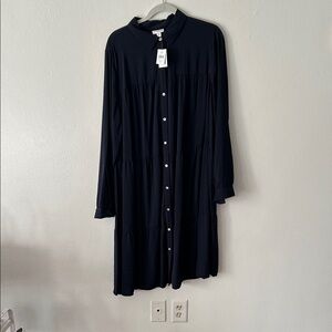 J. Jill Classic Navy Long Sleeve Dress